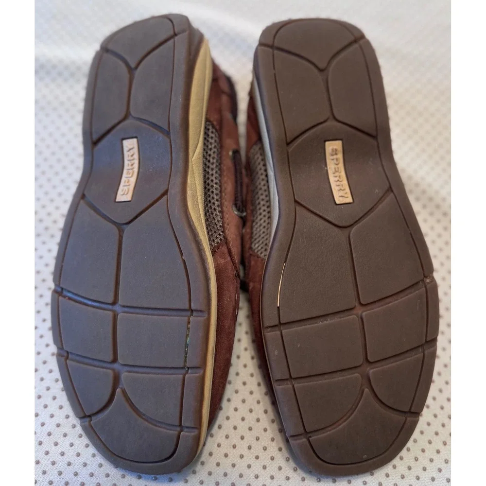 Sperry Intrepid Boys Top-Sider Billfish Boat Shoes Brown Leather Mesh Loafer 3.5
